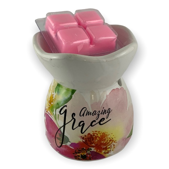 Amazing Grace Wax Melt Burner Set With Melts White Floral Multi Color NEW - Picture 7 of 10